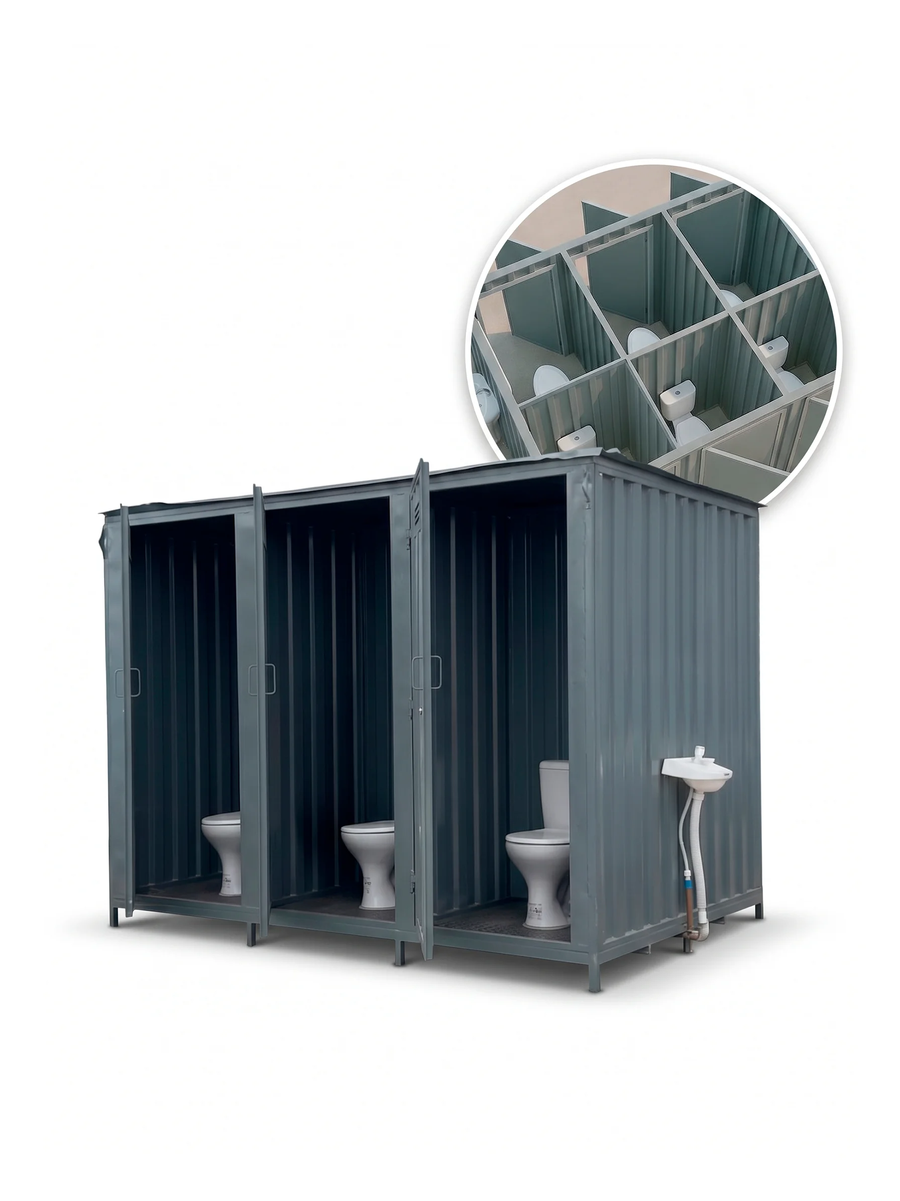 Container Banheiro Sêxtuplo — container banheiro em aço galvanizado